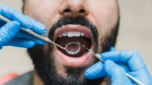 Closeup cropped shot of opened patient`s mouth